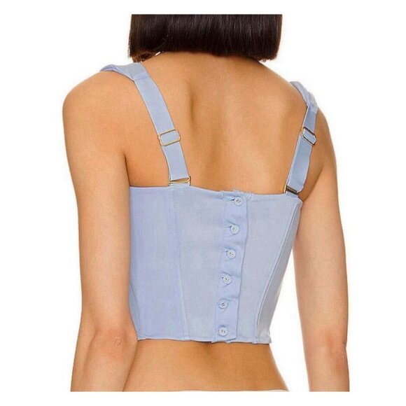 NWT FREE PEOPLE x HAH Knock Out Corset boudoir Top Size Small Blue Periwinkle - Picture 2 of 15